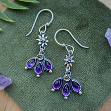 Load image into Gallery viewer, Amethyst &amp; Citrine Starry Flower Earrings