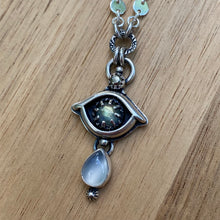 Load image into Gallery viewer, Labradorite, White Moonstone, &amp; Pyrite Eye Necklace / 20.5”