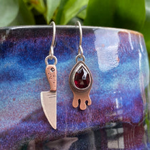 Load image into Gallery viewer, Garnet Drippy + Knife Dangle Earrings {A}