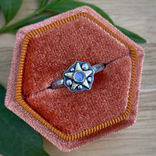 Moonstone Starry Stacker Ring / Size 7