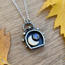 Load image into Gallery viewer, Rainbow Moonstone Shadowbox Necklace / 16”