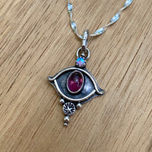 Load image into Gallery viewer, Pink Tourmaline &amp; Synthetic Opal Eye Necklace / 16”