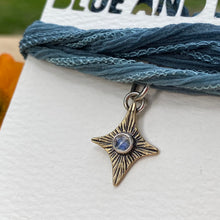 Load image into Gallery viewer, Rainbow Moonstone &amp; Brass Star Silk Choker