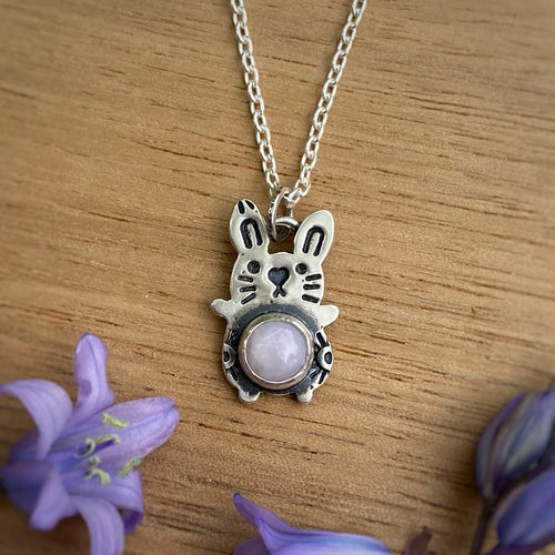 Harold, the Pink Opal Bunny Necklace / Choose your Chain Length!