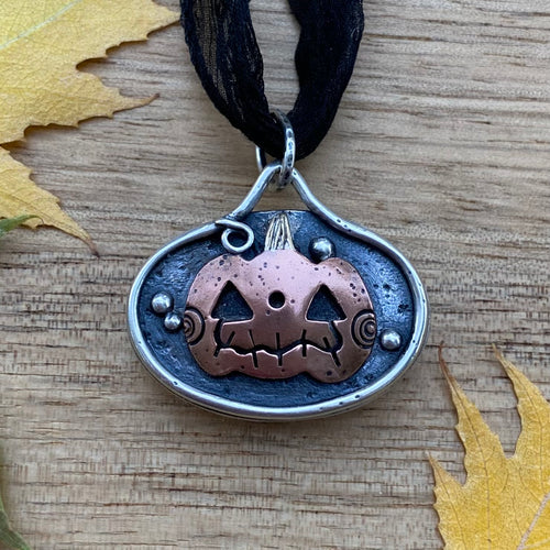 Lepidolite Reversible Pumpkin Choker Pendant