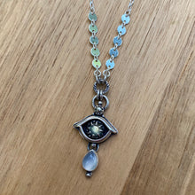 Load image into Gallery viewer, Labradorite, White Moonstone, &amp; Pyrite Eye Necklace / 20.5”