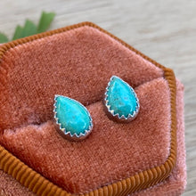 Load image into Gallery viewer, Kingman Turquoise Teardrop Stud Earrings