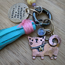 Load image into Gallery viewer, Socks the Cat Rainbow Moonstone Copper Charm