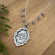 Load image into Gallery viewer, “Women Hold Up Half the Sky” Ornate Frame Necklace / 22”
