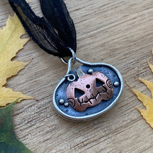 Lepidolite Reversible Pumpkin Choker Pendant