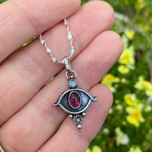 Load image into Gallery viewer, Pink Tourmaline &amp; Synthetic Opal Eye Necklace / 16”