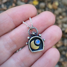 Load image into Gallery viewer, Rainbow Moonstone Shadowbox Necklace / 16”