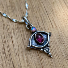 Load image into Gallery viewer, Pink Tourmaline &amp; Synthetic Opal Eye Necklace / 16”