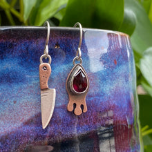 Load image into Gallery viewer, Garnet Drippy + Knife Dangle Earrings {B}