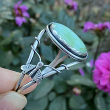 Load image into Gallery viewer, Chrysoprase &amp; Pyrite Moth &amp; Leaf Statement Cuff