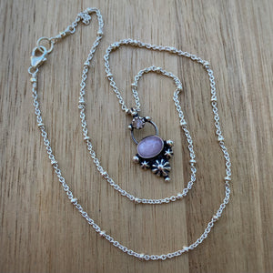 Kunzite & Peach Moonstone Dotty Necklace / 17”