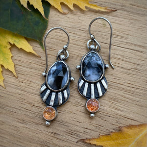 Dendritic Opal & Sunstone Striped Earrings
