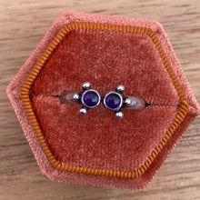 Load image into Gallery viewer, Double Amethyst Open Band Ring / Size 8.5 - 9