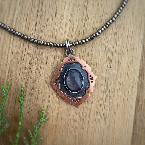 Star Sapphire Ornate Frame Necklace / 17”