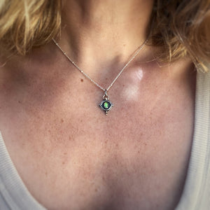 Synthetic Opal Evil Eye Necklace / 16”
