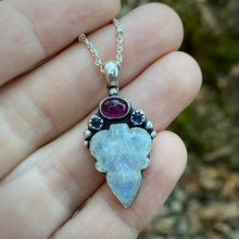 Load image into Gallery viewer, Rainbow Moonstone, Pink Tourmaline, &amp; Iolite Leaf Necklace / 20”