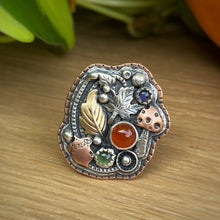Load image into Gallery viewer, Carnelian, Peridot, &amp; Iolite Forager Statement Ring / Size 6 - 6.25