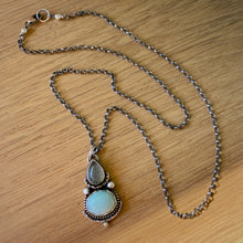 Load image into Gallery viewer, Prehnite &amp; Larimar Pendant Necklace / 20”