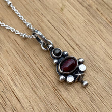Load image into Gallery viewer, Garnet &amp; Black Sapphire Mini Statement Necklace / 20”