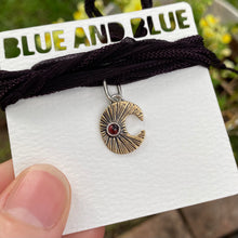 Load image into Gallery viewer, Garnet &amp; Brass Moon Silk Choker