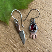 Load image into Gallery viewer, Garnet Drippy + Knife Dangle Earrings {B}