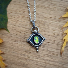 Load image into Gallery viewer, Synthetic Opal Evil Eye Necklace / 16”