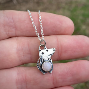Winston, the Pink Opal Possum Necklace / Choose your Chain Length!