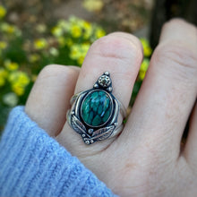 Load image into Gallery viewer, Black Bridge Variscite &amp; Pyrite Statement Ring / Size 7.75
