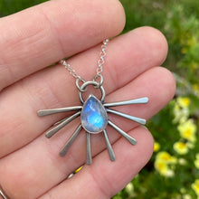 Load image into Gallery viewer, Rainbow Moonstone Fan Necklace / 18”