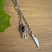 Load image into Gallery viewer, Garnet Drippy + Knife Necklace / 19”