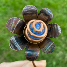 Load image into Gallery viewer, Copper, Brass, &amp; Glass Flower Pick / Blue Speckles