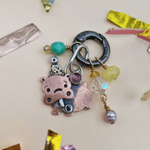 Load image into Gallery viewer, Bob, the Party Hippo Vintage Gem &amp; Copper Charm