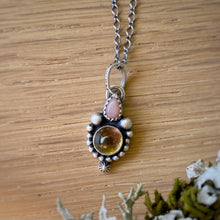 Load image into Gallery viewer, Pink Opal &amp; Beer Quartz Pendant Necklace / 17”