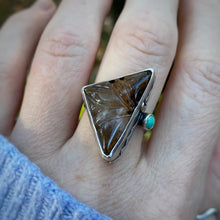 Load image into Gallery viewer, Rutilated Quartz &amp; Turquoise Mountain Ring / Size 9
