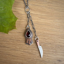 Load image into Gallery viewer, Garnet Drippy + Knife Necklace / 19”