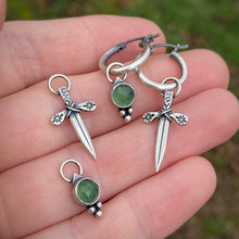 Load image into Gallery viewer, Green Serpentine &amp; Dagger Hoop Earring Set