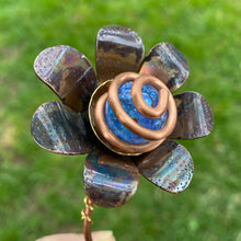 Load image into Gallery viewer, Copper, Brass, &amp; Glass Flower Pick / Blue Speckles