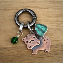 Load image into Gallery viewer, Fiona the Hippo Copper &amp; Glass Charm