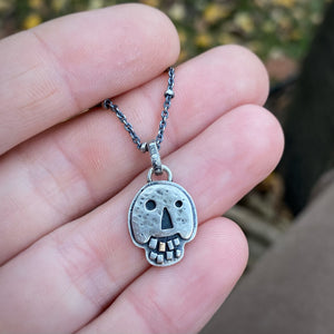 Gold Tooth Skully Necklace / 17”