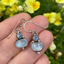 Load image into Gallery viewer, Double Rainbow Moonstone Earrings