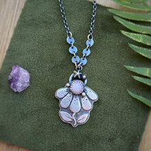 Load image into Gallery viewer, Pink Opal Coneflower Necklace / 19”