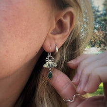 Load image into Gallery viewer, Jade Teardrop Moth Earrings