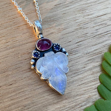 Load image into Gallery viewer, Rainbow Moonstone, Pink Tourmaline, &amp; Iolite Leaf Necklace / 20”