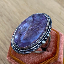 Load image into Gallery viewer, Charoite Chunky Statement Ring / Size 9