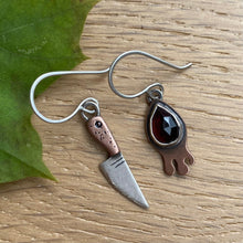 Load image into Gallery viewer, Garnet Drippy + Knife Dangle Earrings {A}